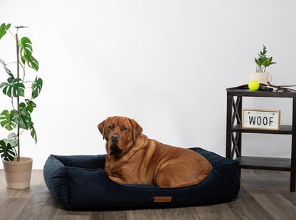 Modern Threads Luxury Dog Bed - Comfortable Tufted Velvet Cushion for Small to Large Dogs - Machine Washable - Durable & Cute Sleep Space for Pets - Pamper Your Pet with Cozy Beds - Denim