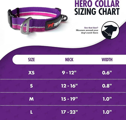 Tuff Pupper Heavy Duty Dog Collar | Tough Dogs Collar | Reflective Collars with Aluminum D-Ring Leash Clip | Separate ID Tag Attachment Keeps Engraved Dog Tags Quiet | Easy Sizing for All Breeds