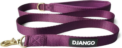 DJANGO Adventure Dog Leash – Strong, Comfortable, and Stylish Dog Leash with Solid Brass Hardware and Padded Handle - Designed for Outdoor Adventures and Everyday Use (Plum Purple)