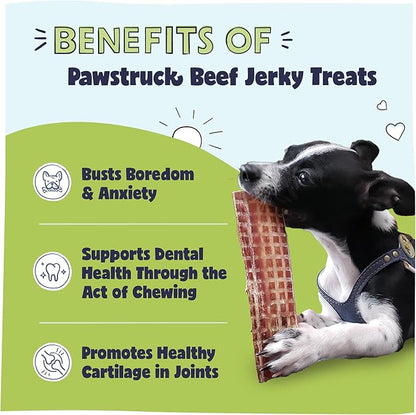 Pawstruck Premium Beef Jerky Dog Treat Chews, Medium 4"-6" Strips – Supports Hip & Joint Health, Rich in Glucosamine & Chondroitin, No Added Preservatives – 25 Count