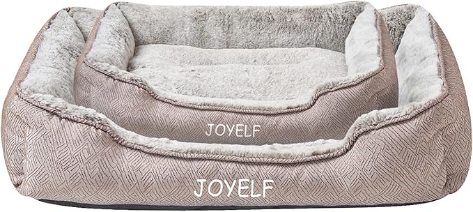 JOYELF Dog Bed Washable Calming Cat Bed Sofa, Cute Fluffy Pet Couch Bed for Puppy, Kitten, Small Dog and Cat - Small Rectangle