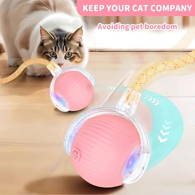 MAXTOOA Interactive Cat Toys for Indoor Cats Smart Automatic Ball Rolling for Bored Kitten Pet Upgraded Speedy Moving Chase Dogs Toy Pink Dragonfly