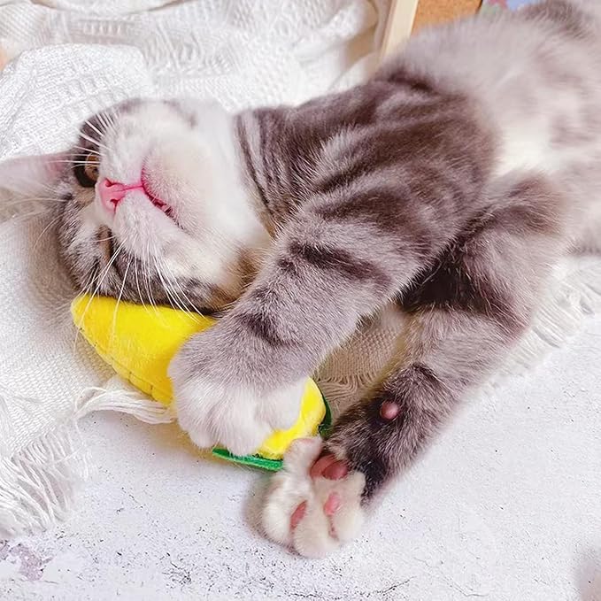 AZOFFYIU Cat Toys, Interactive Cat Toy for Indoor Cats, Soft and Durable Crinkle Sound Catnip Toys, Catnip Filled Mouse Cat Teething Chew Toy (Pack of 12) (002, Large)