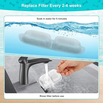 Dog Water Fountain Filter, 8 Pack Pet Fountain Filters Cat Water Fountain Filters Replacement for 7L/230oz/1.8G Stainless Steel Dog Fountain,Replacement Filters and Sponges