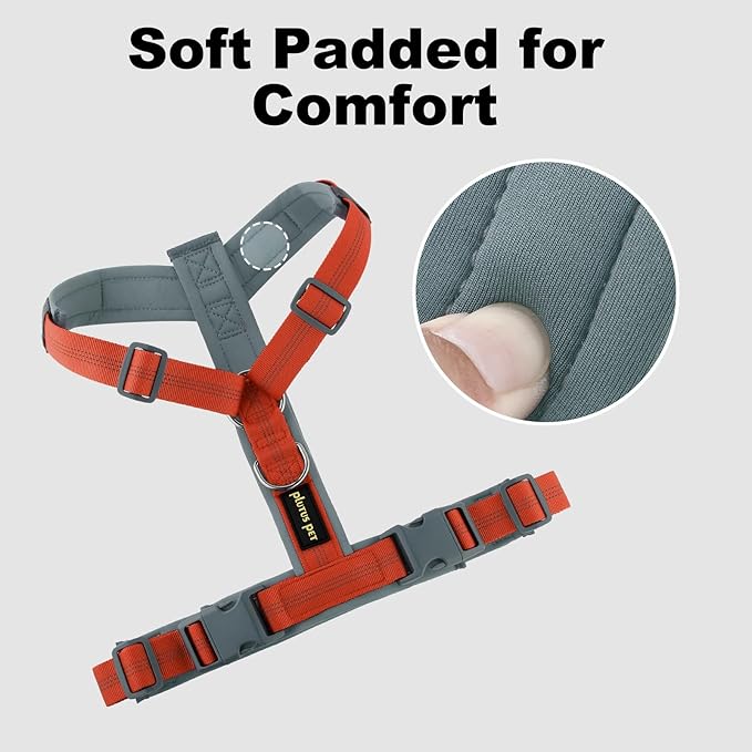 Plutus Pet No Pull Dog Harness, Adjustable Nylon Harness with Soft Padding, Reflective and Heavy Duty Dog Harness for Small, Medium, Large Dogs(Orange, M)