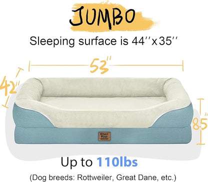 Washable Orthopedic Large Dog Bed - Removable Orthopedic Dog Bed XL with Bolster Extra Large Dogs Beds with Washable Cover Non-Slip Bottom