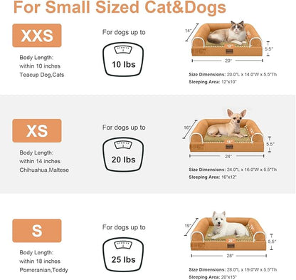Large Dog Bed Orthopedic Washable: Beds Bolster XL Bed Big XLarge Dogs Egg Crate Foam Couch Sofa Waterproof with Removable Cover - Orange