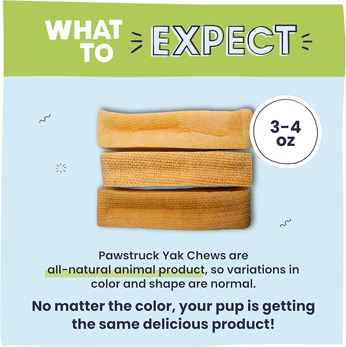 Pawstruck Himalayan Yak Dog Chew (3–4 oz Pieces) – Natural Yak and Cow Milk Cheese, Long-Lasting Jumbo Treat, Thick Chew Stick – 3 Pack – Packaging May Vary