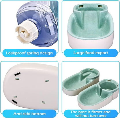 Kacoomi Automatic Dog Cat Feeder and Water Dispenser Gravity Food Feeder and Waterer Set with Pet Food Bowl for Small Medium Dog Puppy Kitten, Large Capacity 1 Gallon x 2