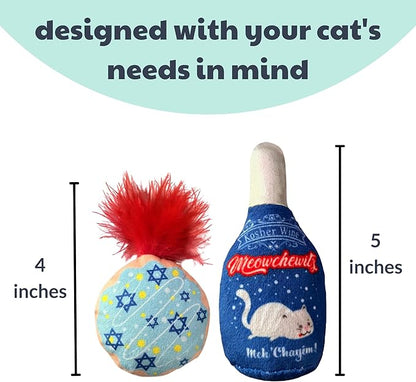Huxley & Kent Plush Cat Toy - Hanukkah Interactive Catnip Toy for Cats & Kittens - Soft with Crinkle & Catnip - Fun Indoor Play - Jelly Roll & Meowchewitz 2pk