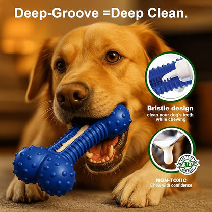Doudele Dog Toys for Aggressive Chewers, Indestructible Chew Toys for Medium Large Dogs,Durable Rubber Dog Bones with Beef Flavor, Tough Dental Toy for Boredom Relief
