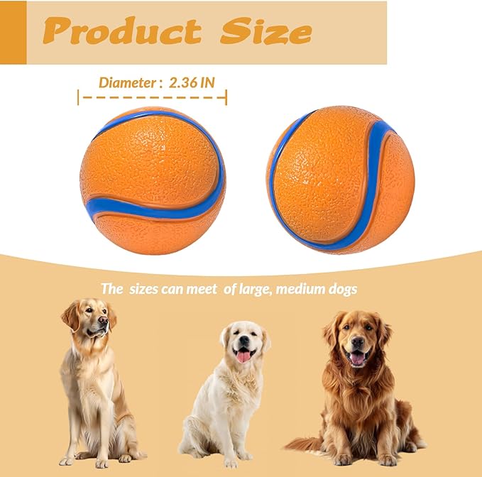 FCCUM Dog Toy Ball,Rubber Sound-Producing Toy Ball, with a Groove Design That is Resistant to Bites, Has a High Bounce, Dog Training Interactive Pet Toy, Relieving Pet Anxiety（Large Size）