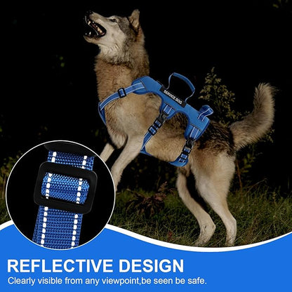 Escape Proof Dog Harness for Large Medium Sized Dogs Six Point Adjustable, Service Dog Vest Harness and Leash Set, No Pull Dogs Harnesses with Handle, XL Dog Harnesses for Walking(Blue, L)