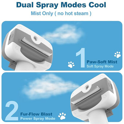Pawimood Pet Steam Brush for Dogs & Cats – Self Cleaning, 3 in 1 Hair Removal Comb Steam for Thinning & Grooming for Long & Short Haired Pets, Includes Pet Essence