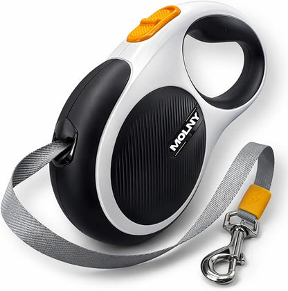 Retractable Dog Leash for Pets Up to 66 lbs, 16' Heavy Duty Reflective Nylon Tape, Tangle Free, Anti-Slip Handle with One Button Control