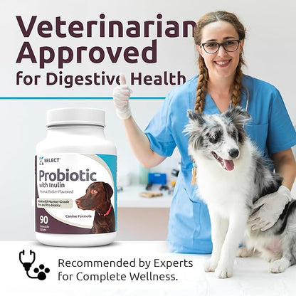 K9 Select Pet Probiotics for Dogs with Inulin – Dog probiotics for Digestive Health & Gut Support with Digestive Enzymes for Dogs, Supports Yeast Balance & Dog Digestive Support – 90 Tablets