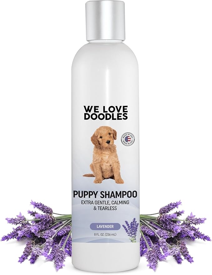Puppy Shampoo & Conditioner | Made in USA | Tear Free | Best Shampoo for Puppies | Sensitive & Itchy Skin Wash | Oatmeal Bathing | Tearless, Lavender, 8oz [We Love Doodles]