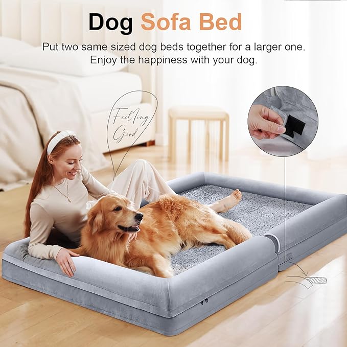 Large Dog Bed Orthopedic Washable: Beds Bolster XL Bed Big XLarge Dogs Memory Foam Sofa Couch Waterproof Removable Cover