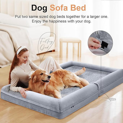 Large Dog Bed Orthopedic Washable: Beds Bolster XL Bed Large Big Dogs Memory Foam Couch Sofa Waterproof with Removable Cover