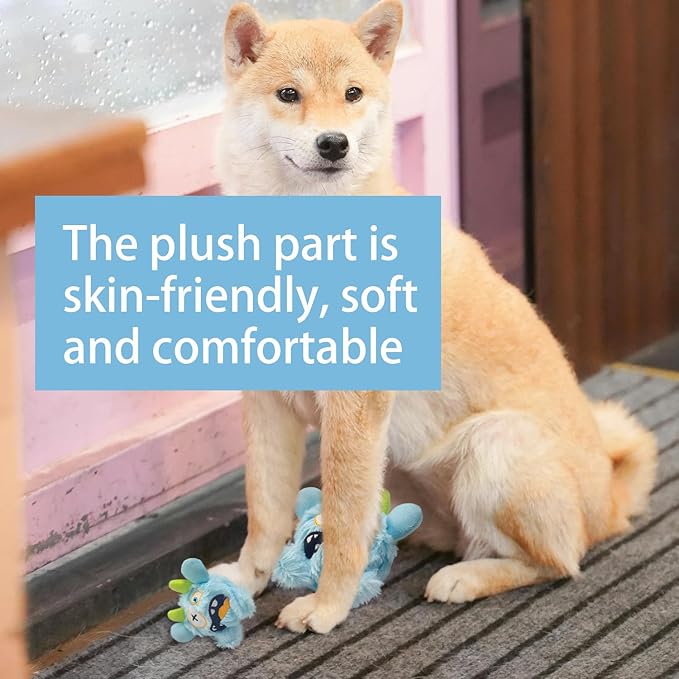 FCCUM Squeaky Plush Pet Toy Ball, Dental Care, Skin-Friendly and Soft and Relieve Stress,Dog Training Interactive Pet Cute Plush Fashionable Toy Ball (Sky Blue,Large)