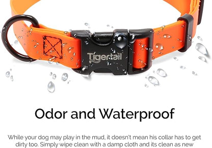 Tiger Tail X Small Orange Dog Collar | Waterproof and Odor-Proof for Active Pets | Durable, Anti-Mat, and Lightweight Design | Made with Premium Coated Nylon | Suitable for Extra Small Breed Dogs