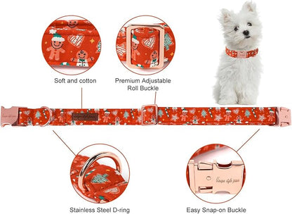 Unique style paws Dog Collar Metal Buckle Collar for Winter Christmas Gingerbread for Small Medium Large Boys Girls Dogs