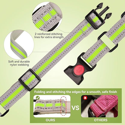 Martingale Collar for Dogs,Soft Neoprene Padded Reflective Martingale Collar and Leash Set Safety Buckle Nylon Martingale Collar for Puppy(Green&XS)