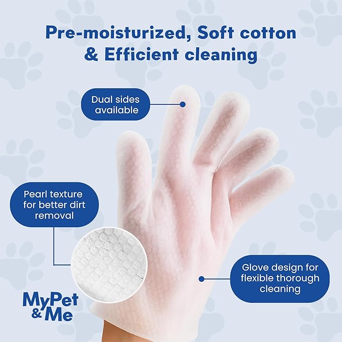 My Pet & Me – Pet Glove Wipes for Dogs & Instant Bath Gloves for Dogs | No-Rinse Deodorizing Grooming Mitts | Instant Bath Cleaning Gloves for Dogs & Cat Cleaning Gloves for Easy Cleaning, 6 Count