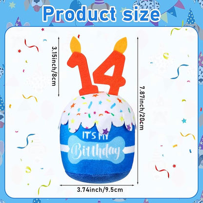 Dog Birthday Cake Toy Accessories for Girl Boy Gifts, Squeaky Plush Toy for Dog Birthday Party Decor Favor for Large, Medium and Small Dogs(14th,Blue)