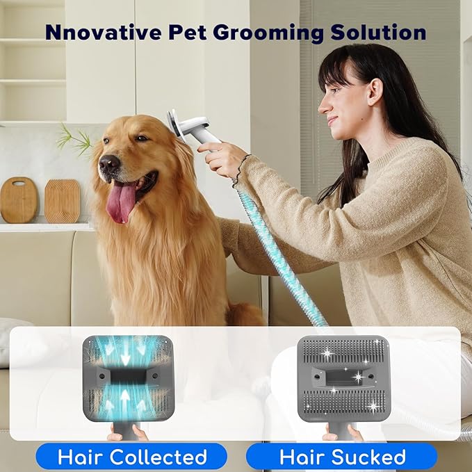 DUXANO Dog Grooming Kit & Dog Hair Vacuum,15000 Pa Powerful Suction, Pet Grooming Vacuum Removes 99% Pet Hair, Includes Clippers, Brush, Nail Trimmer Grinder, Stainless Steel