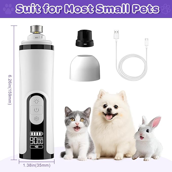 Pet Nail Grinder Quiet Professional Cats Cordless Clippers Cat Claw Care Cat Grooming Clippers Cat Grooming Supplies with Charging Cable Easy to Hold Safety Guard for Small Dogs Cats