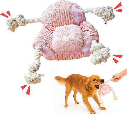Pawfoo Lab Squeaky Dog Toys, Durable Tug of War Chew Toys for Small, Medium and Large Dogs, Interactive Puppy Toy for Teeth Cleaning, Birthday Gift - Couch