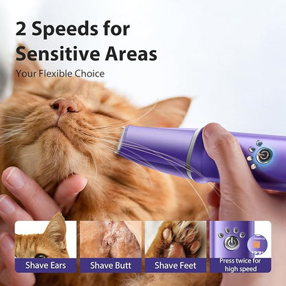 FuzzyFix Dog Grooming Kit, Dog Clippers for Grooming for Thick Curly Coats, Professional Pet Hair Shaver Paw Trimmer Cordless Rechargeable Low Noise for Dogs Cats Animals Face Ear