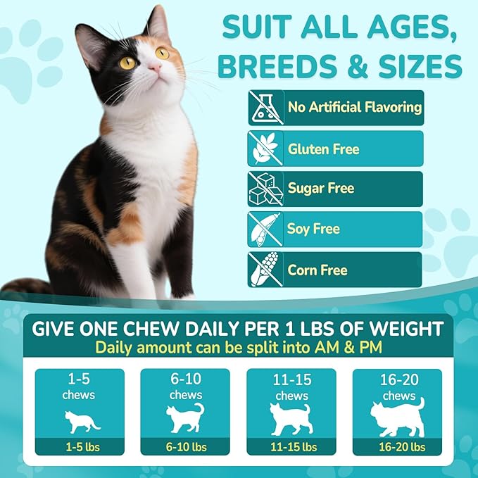 Woyamay Cat Allergy Relief for Cats, 500 Crunchy & Creamy Anti-Itch and Immunity Chews for Itchy Skin, Paws, Eyes, Ears| Stop Licking & Scratching, Supports Seasonal Itching, Chicken Flavor