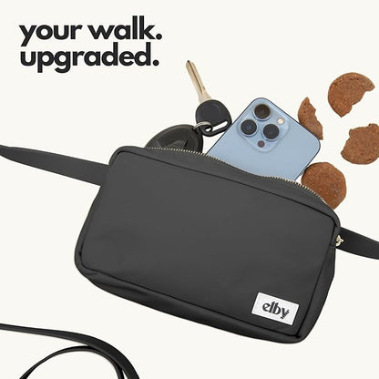 elby - Hands Free Dog Leash with Treat Pouch - Dog Walking Accessories - Dog Training Leash with Fanny Pack - Dog Accessories and Walking Essentials - Medium and Large Dogs (Black, Regular)