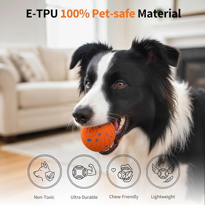 Dog Toys for Medium Large Dogs to Keep Them Busy, Smart Interactive Dog Balls with Automatic Moving Bouncing Vibrating for Enrichment, Mental Stimulation, Anti Boredom, Orange
