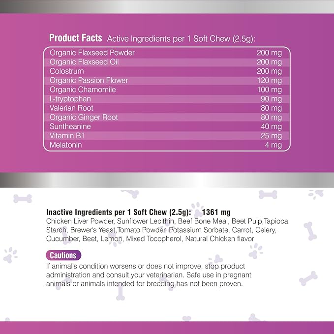 Calming Chews for Dogs 200pc Dog Calming Treat and Bites with Melatonin - Anxiety and Stress Relief Treats for Dogs Puppy Sleep Aid Calm Dog with Noise,Thunder,Barking,Separation,Chewing