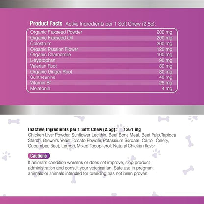 Calming Chews for Dogs 200pc Dog Calming Treat and Bites with Melatonin - Anxiety and Stress Relief Treats for Dogs Puppy Sleep Aid Calm Dog with Noise,Thunder,Barking,Separation,Chewing