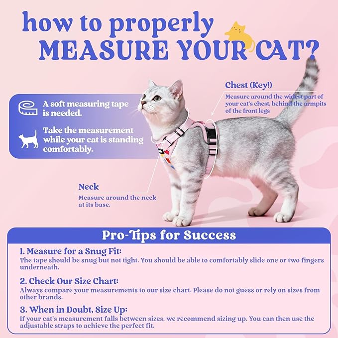 rabbitgoo Cat Harness and Leash for Walking, Escape Proof Soft Adjustable Vest Harnesses for Cats, Easy Control Breathable Reflective Strips Jacket, Purrty Pink, XS