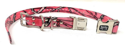 Sparky Pet Co - Apollo ECollar Replacement Strap - Dog Collar - Waterproof Biothane - Adjustable - Double Buckle - Quick Snap Metal Clasp - for Invisible Fence Systems - 1" x 30" (Pink Camo)