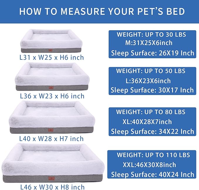 WINDRACING Orthopedic Dog Bed for Extra Large Dogs, Bolster Sides Dogs Sofa Bed with Removable Washable Cover & Non-Skid Bottom, Soft Pet Bed with Egg Foam Dog Couch for Sleeping, 46 x 30 Inch, Gray
