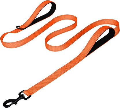 Joytale Dog Leash Heavy Duty for Large Dogs That Pull, Double Handle for Traffic Control, Double-Sided Reflective Leashes for Large Medium Dogs Night Safety, 4FT, Orange