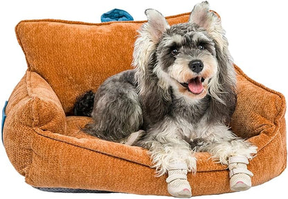 RAFASAFA Small Dog Bed, Washable Pet Bed with Removable Cover, with Sides, Carry Handle & Side Pockets .Plush Chenille Orthopedic Pet Bed Couch for Small Breed Dogs & Cats Calming