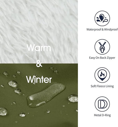 IECOii Dog Coats for Small Dogs Winter Harness Zip Up - Green,XSmall - Warm Fleece Lined Small Dog Winter Coat with D Ring,Waterproof Puppy Coats Dogs Snow Jackets Snowsuit Chihuahua Papillon Maltese