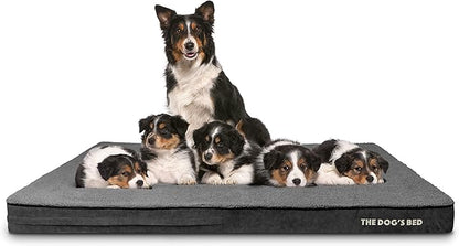 The Dog’s Bed Orthopedic Memory Foam Jumbo Dog Bed, XXXL Grey Plush, Pain Relief for Arthritis, Hip & Elbow Dysplasia, Post Surgery, Lameness Supportive, Waterproof Washable Cover, Veterinary Approved