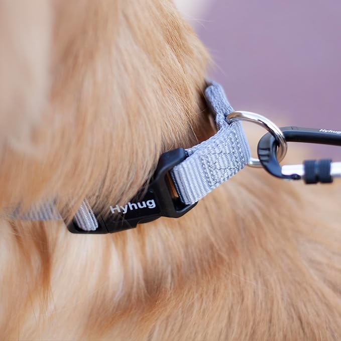 Hyhug Dog Collar for Large Dogs, Heavy Duty | Quick Release Nylon Buckle Collar, Adjustable & Durable Pet Supplies for Boy & Girl Dogs (Large, Sleet Gray)