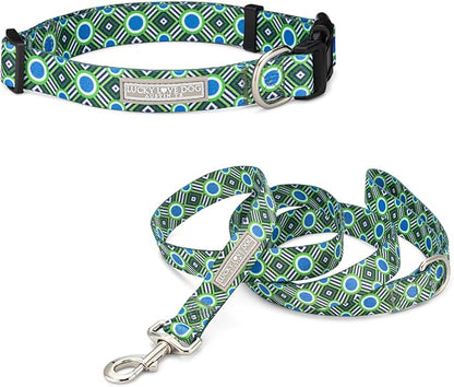 Lucky Love Dog - Easy Click Buckle Dog Collar with Leash Set Combo, Durable & Comfortable for Male & Female Dogs, Pet Collar for Medium Dogs, Secure Fit - Leo Combo, Medium