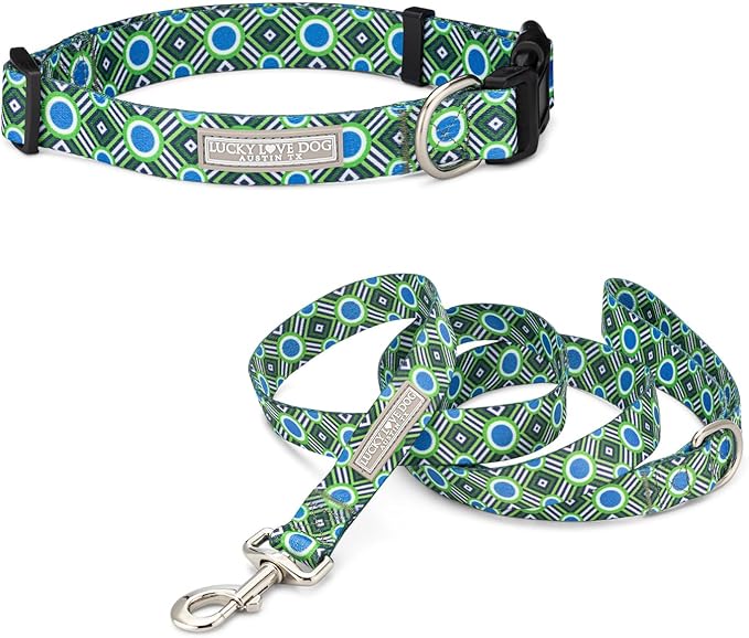 Lucky Love Dog - Easy Click Buckle Dog Collar with Leash Set Combo, Durable & Comfortable for Male & Female Dogs, Pet Collar for Small Dogs, Secure Fit - Leo Combo, Small