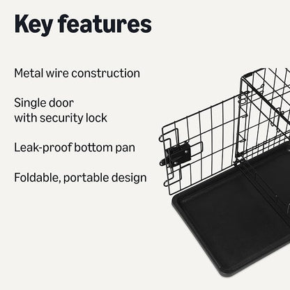 Amazon Basics Durable, Foldable Metal Wire Dog Crate with Tray, Single Door, 18 x 12.4 x 15 in, Black
