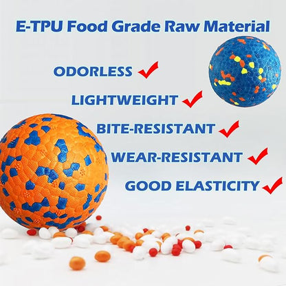 CAISHOW 3Pack Dog Ball Toys Indestructible Float On Water Fetch Bouncy Durable Solid Rubber Ball for Puppy Small and Medium Dogs Playing Toys (3Pcs-2.55'')